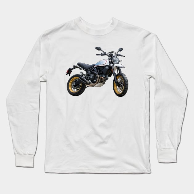 Scrambler Bike Illustration Long Sleeve T-Shirt by KAM Std